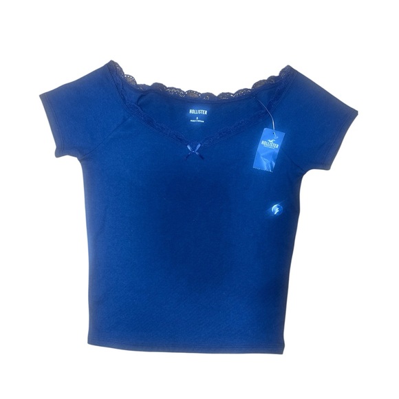 Hollister Tops - Hollister Blue Lace Trim Top NWT